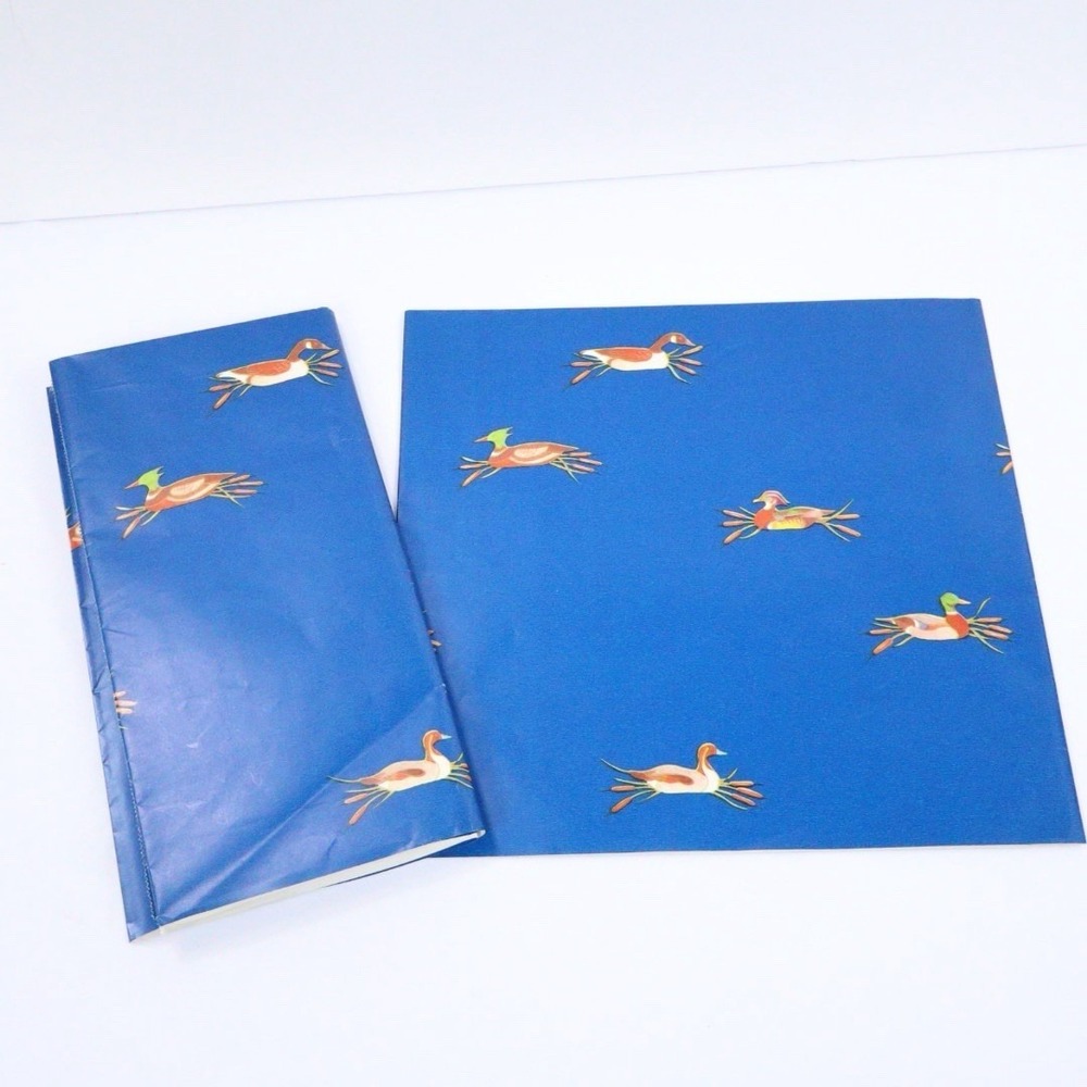 VTG Mallard Duck Blue All Occassion Uncut Gift Wrap Wrapping Paper NOS - Picture 4 of 5
